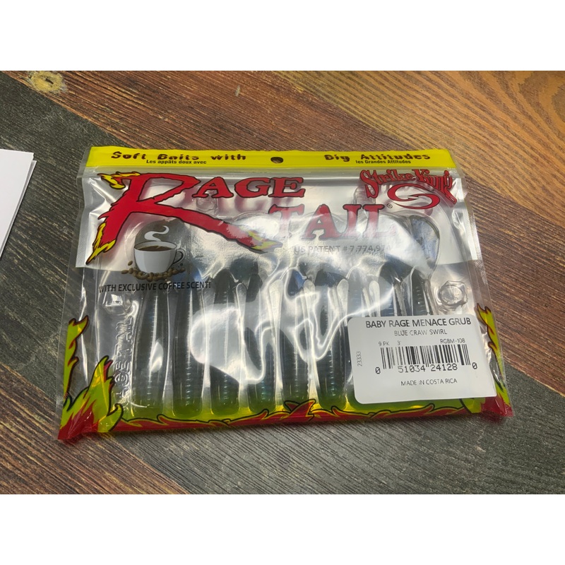 Strike King Rage Baby Menace Grub 3" Blue Craw Swirl