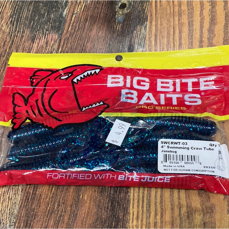 Big Bite Baits 4 Swimming Craw Tube Junebug