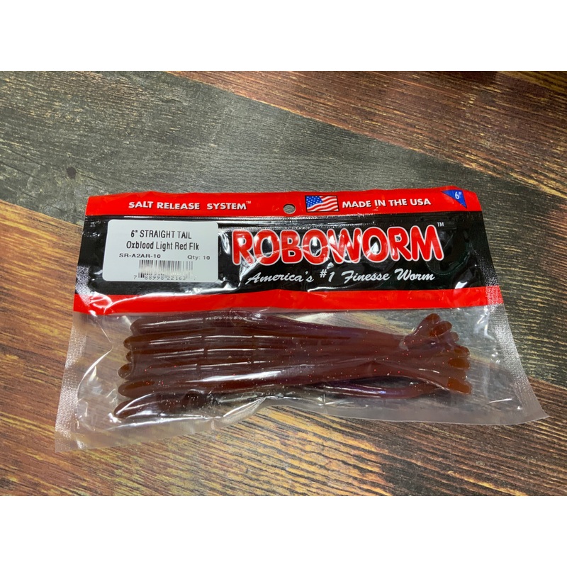 Roboworm Straight Tail 6 Oxblood Light Red Flake