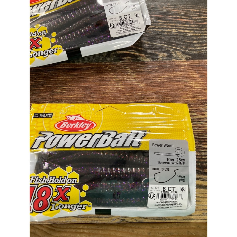 Berkley Power Worm 10  Watermelon Purple Rd Flake