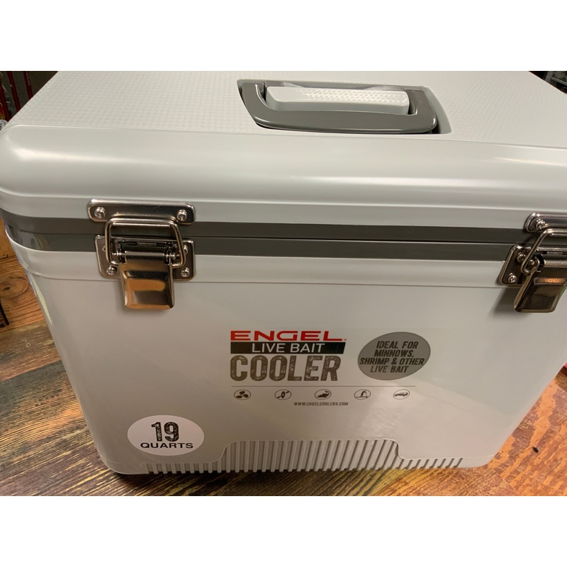 Engle Bait Cooler 19 qt. Rechargeable Lithium Battery White