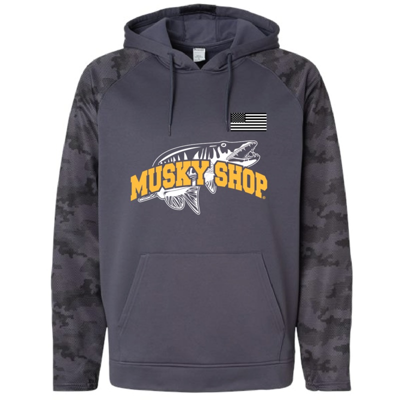 Musky Shop Paragon Camo Fleece Hoodie-Gold Logo