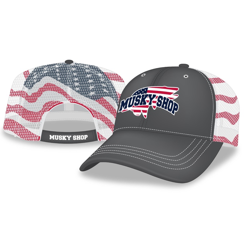 Musky Shop Charcoal Red White Blue Mesh Cap