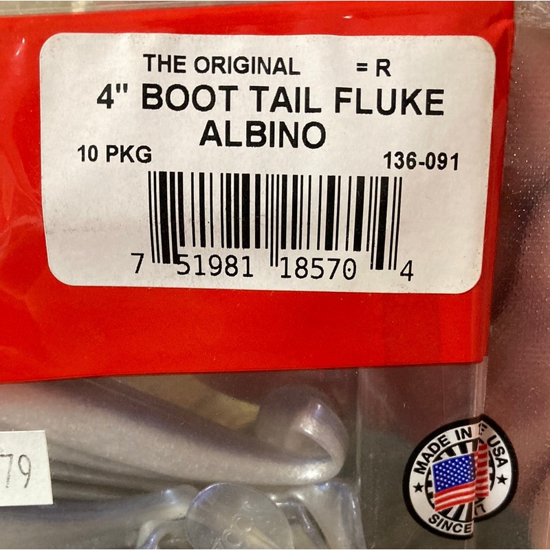 Zoo Boot Tail Fluke 4" Albino