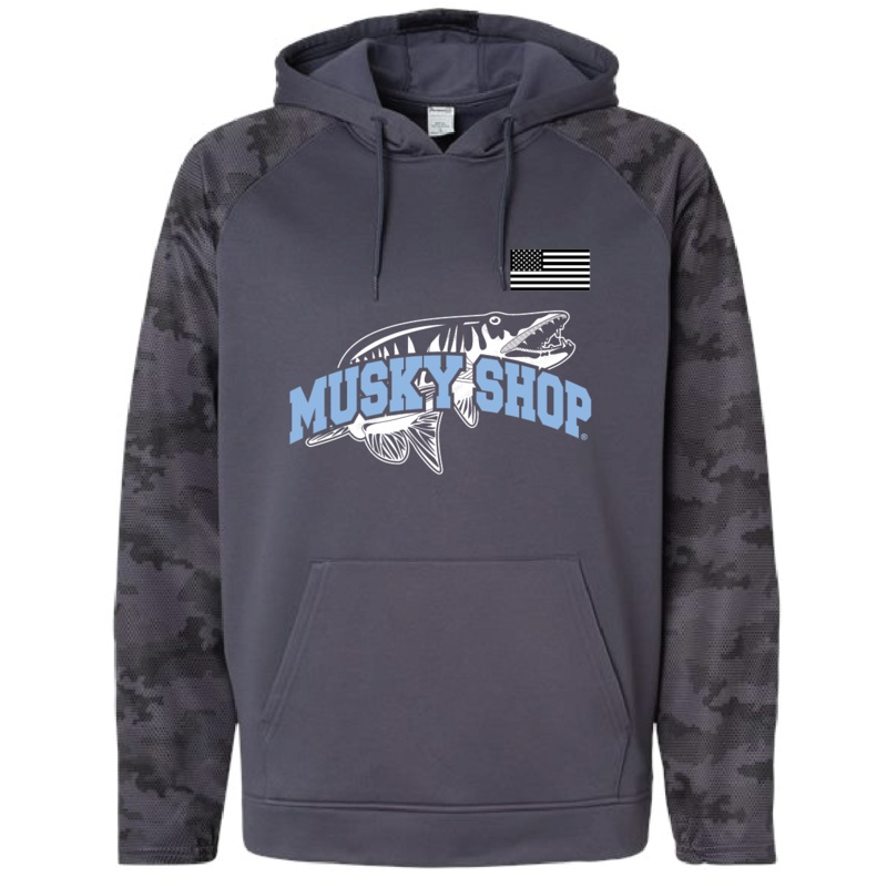 Musky Shop Paragon Camo Fleece Hoodie-Blue Logo