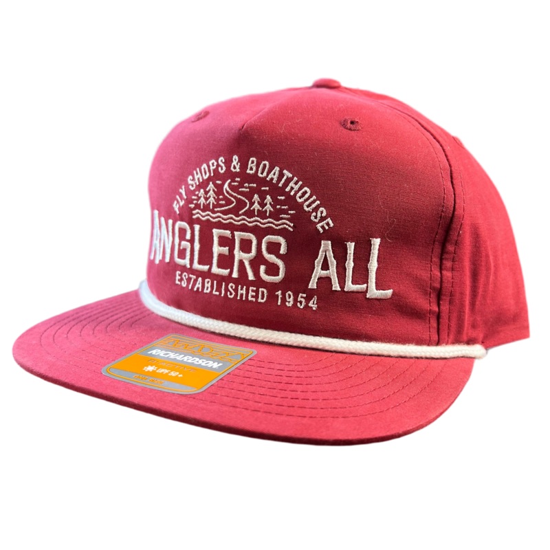 Anglers All Richardson Rope Hat - 256 Cardinal w/ White Rope - Stitched Logo
