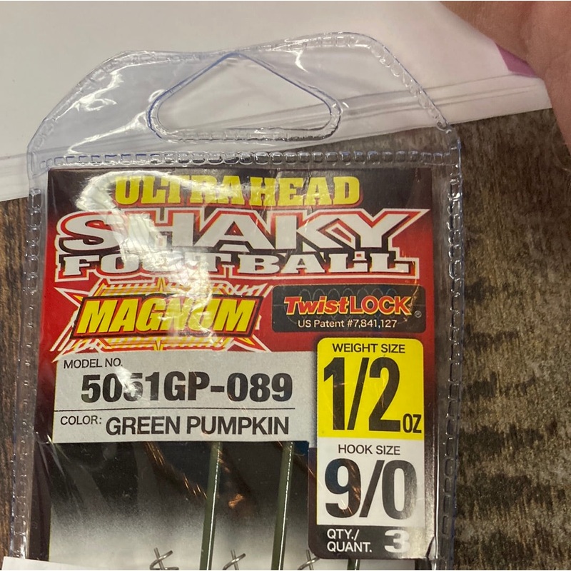 Ultra Head Shaky 1/2 oz 9/0 Hook Magnum Green Pumpkin