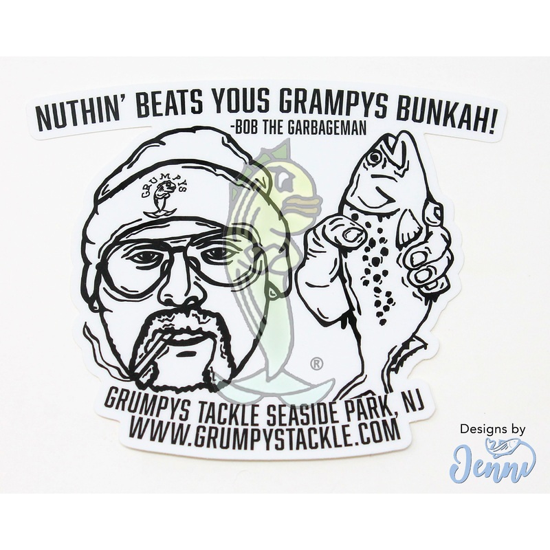 Grumpys Tackle Bob The Garbageman "Grampys Bunkah!" Decal
