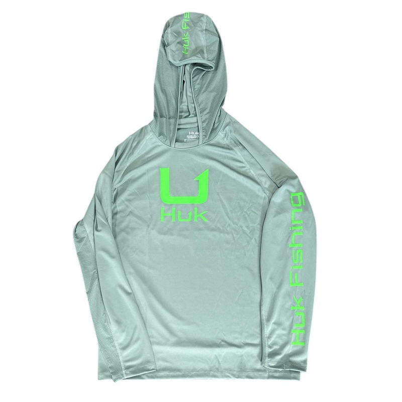 HUK Icon LS Hoodie Medium Fog Green