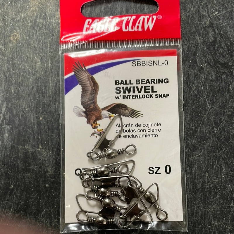 Eagle Claw Ball Bearing Swivel w/Interlock Snap Sz 0
