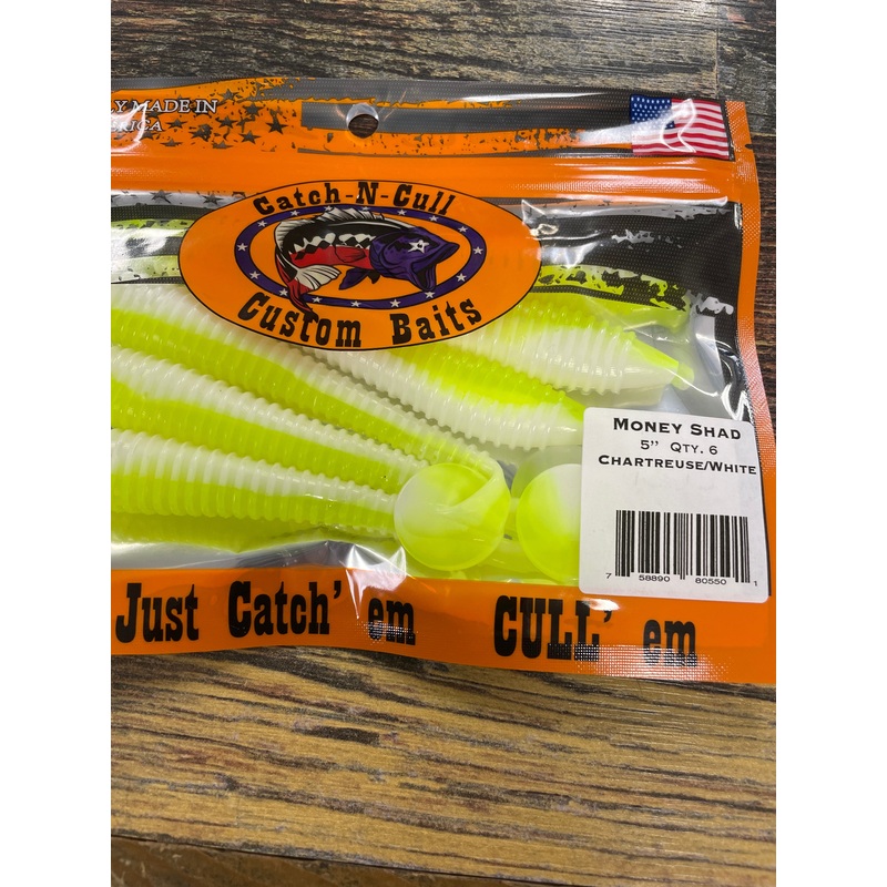 Catch-N-Cull Custom Baits Money Shad Chartreuse/White 5