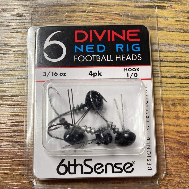 6th Sense Divine Ned Rig Football Heads 3/16 oz. 1/0 Black