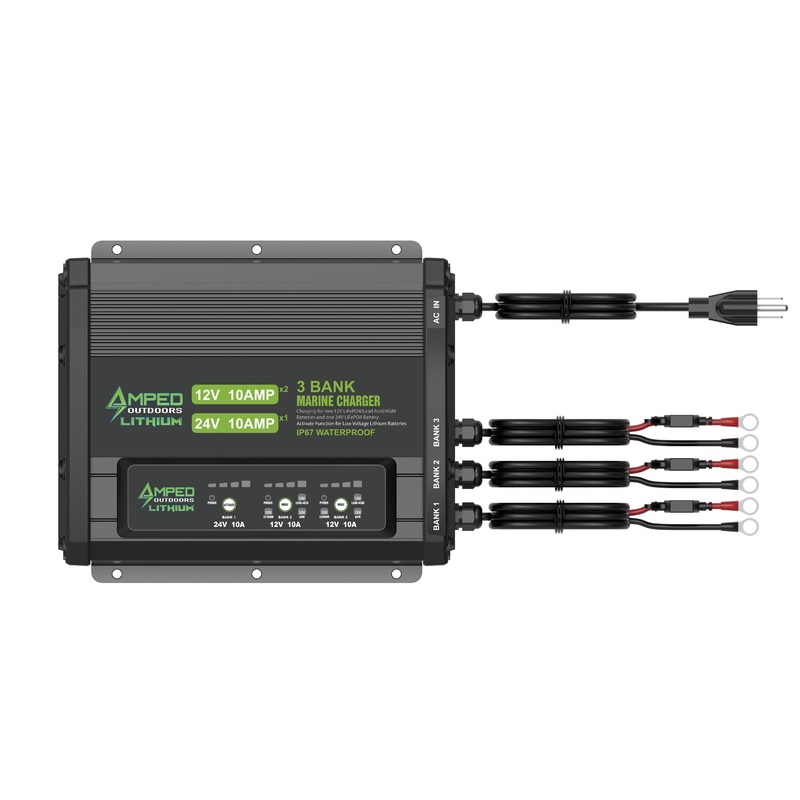Amped Outdoors 3 Bank 12V/24V On-Board Battery Charger