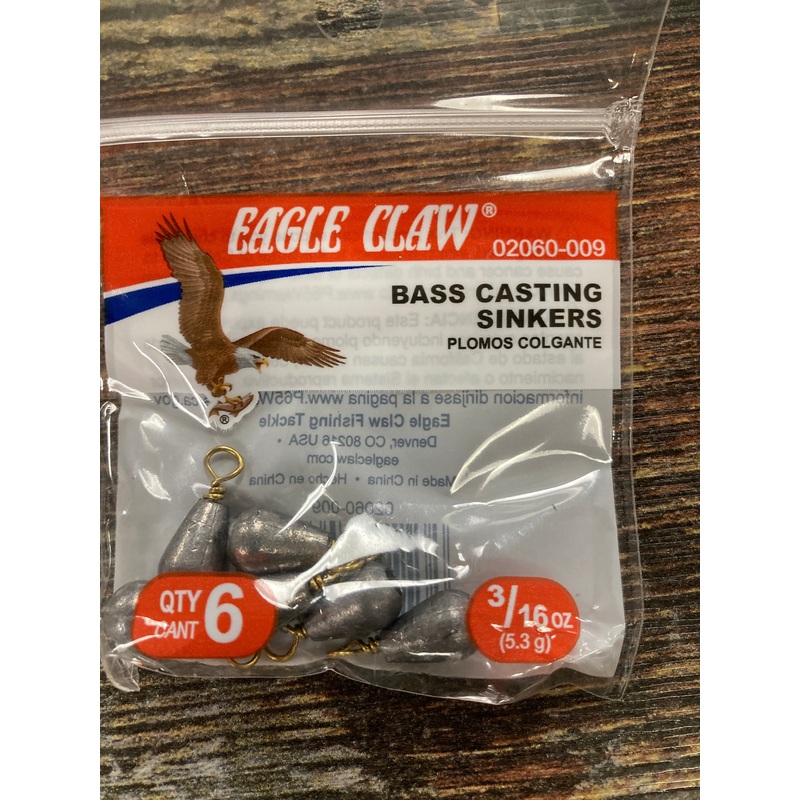Eagle Claw Bass Casting Sinkers 3/16 oz. Lead