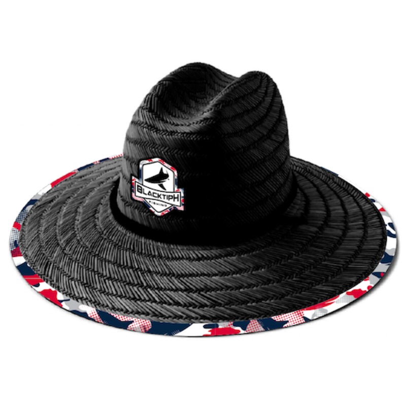 BLACKTIPH Straw Hat - Red White and Blue Shark Camo- Black