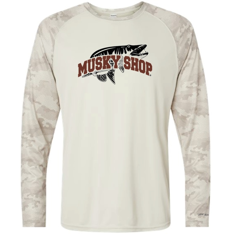 Musky Shop Cayman Performance Camo Long Sleeve Aluminum Black-Brown