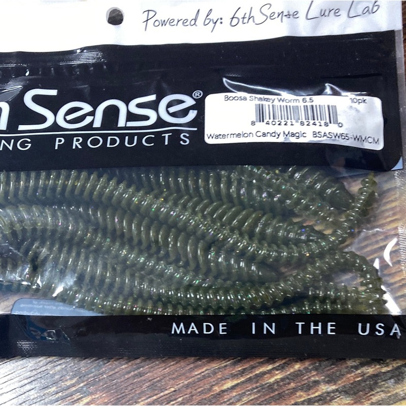 6th Sense Boosa Shakey Worm 6.5" Watermelon Candy Magic