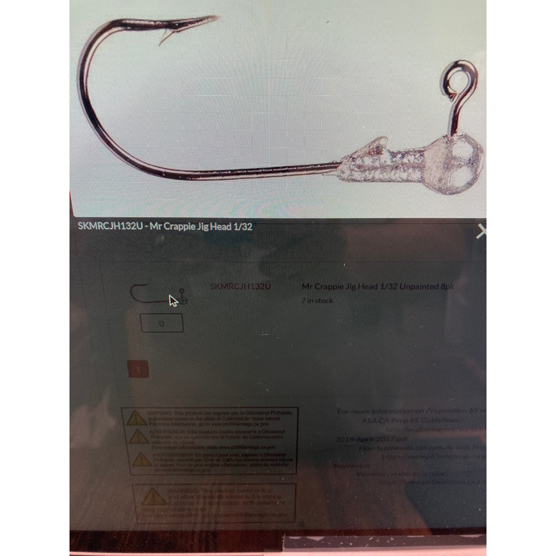 Mr Crappie Jig Head 1/32 oz. Unpainted