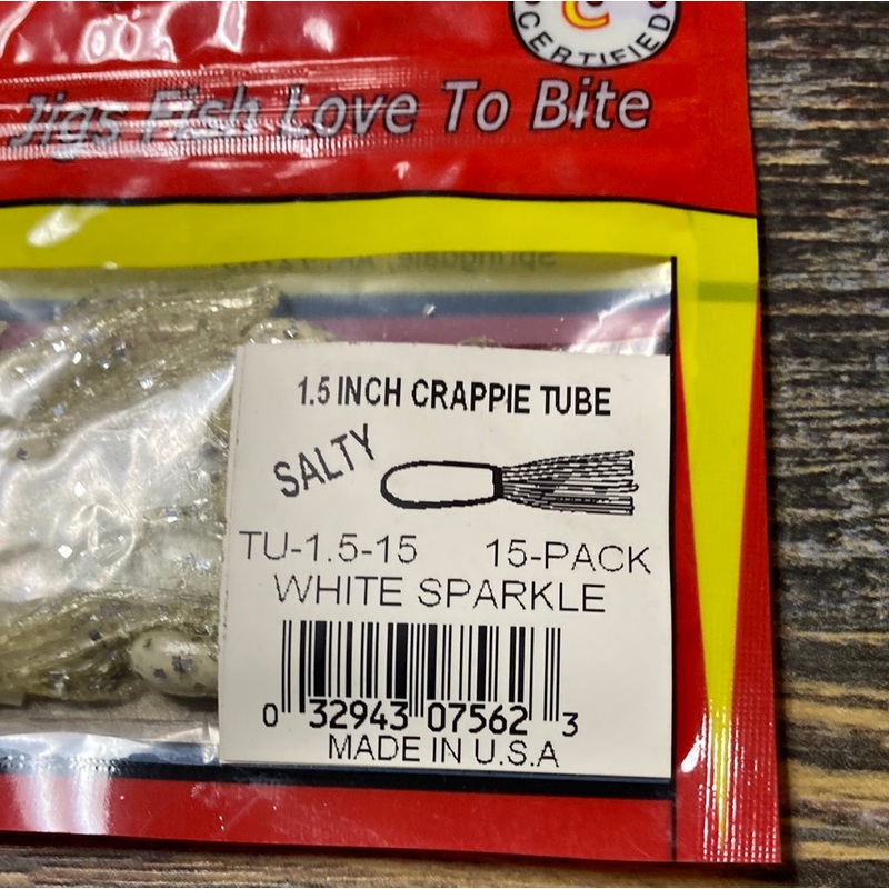 Arkie 1.5 Crappie Tube White Sparkle