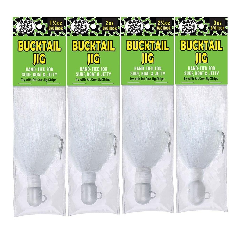 Fat Cow Premium Bucktail Jigs Pearl White