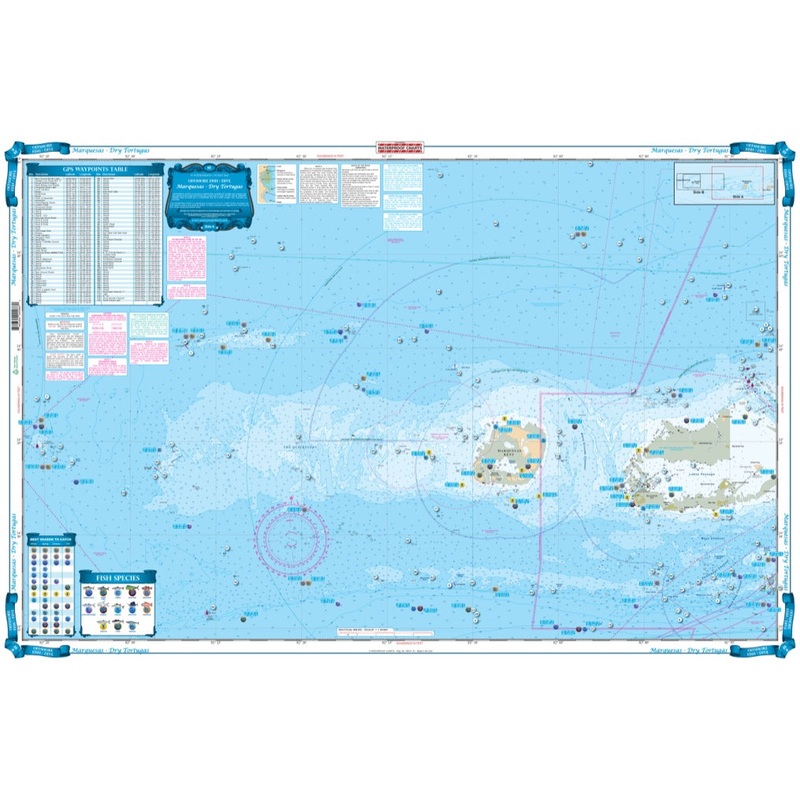 Waterproof Charts 8F Marquesas Dry Tortugas Fishing Offshore Fish &