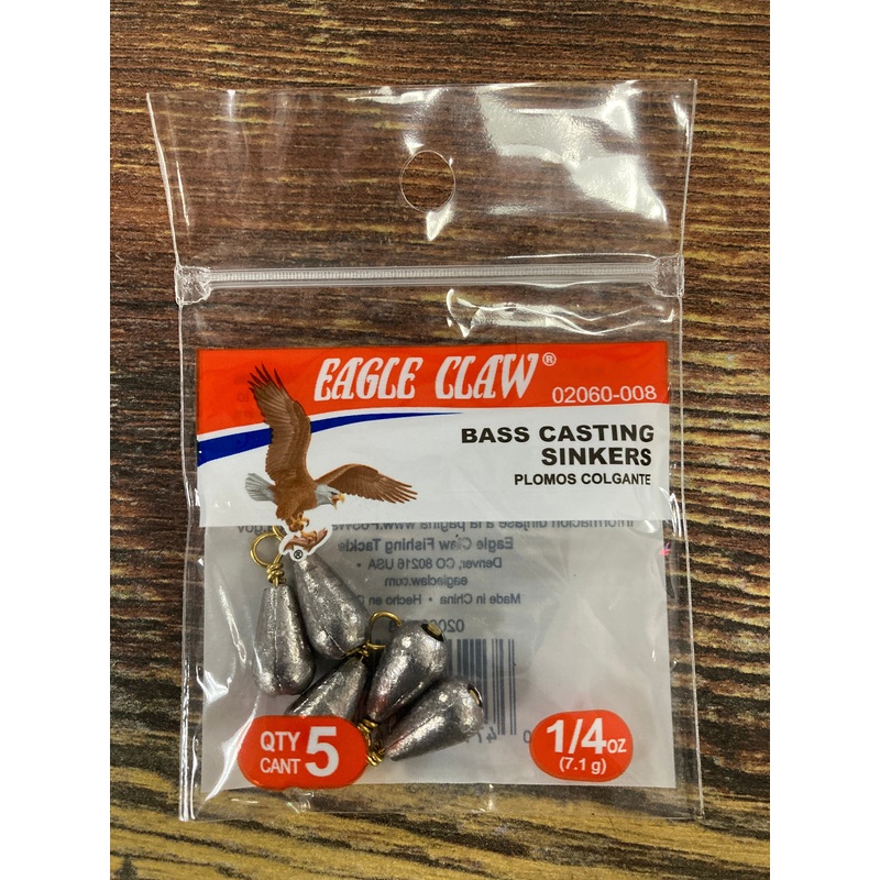 Eagle Claw Bass Casting Sinkers 1/4 oz. Lead