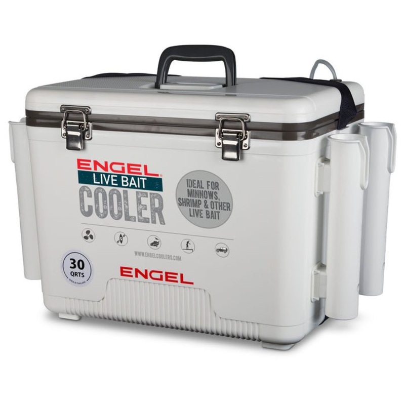 Engel Live Bait Cooler 30qt. Gray with Rod Holders