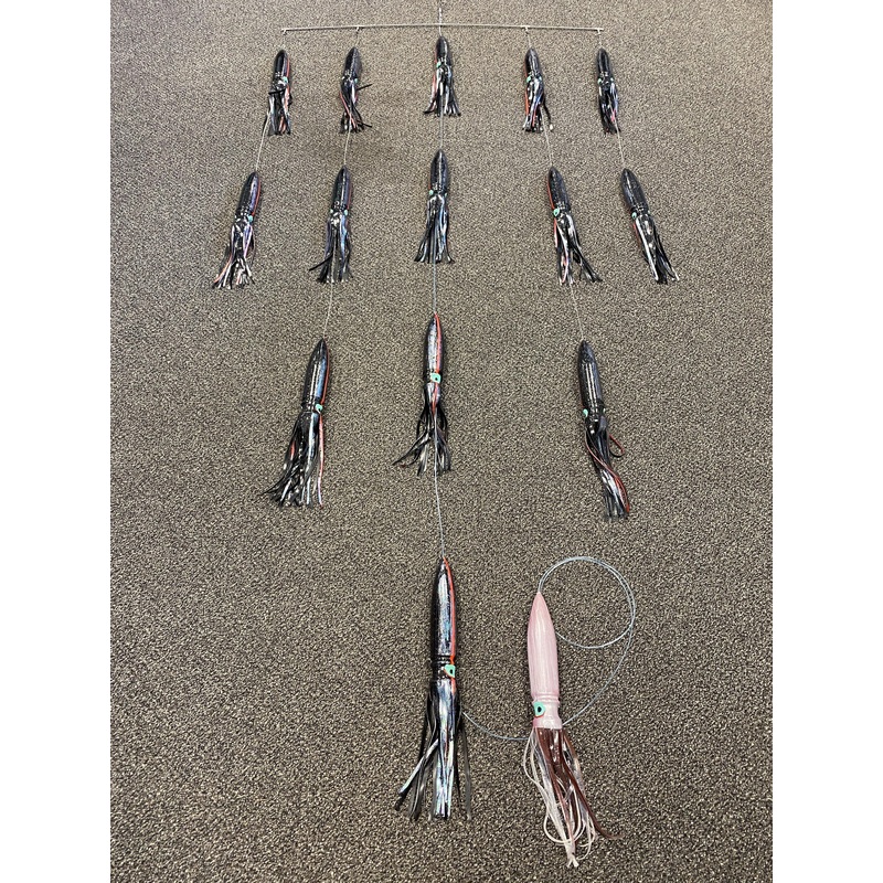 Carlson - 36in Giant Tuna Spreader Bars - 13in Fuku Squids (No Birds)