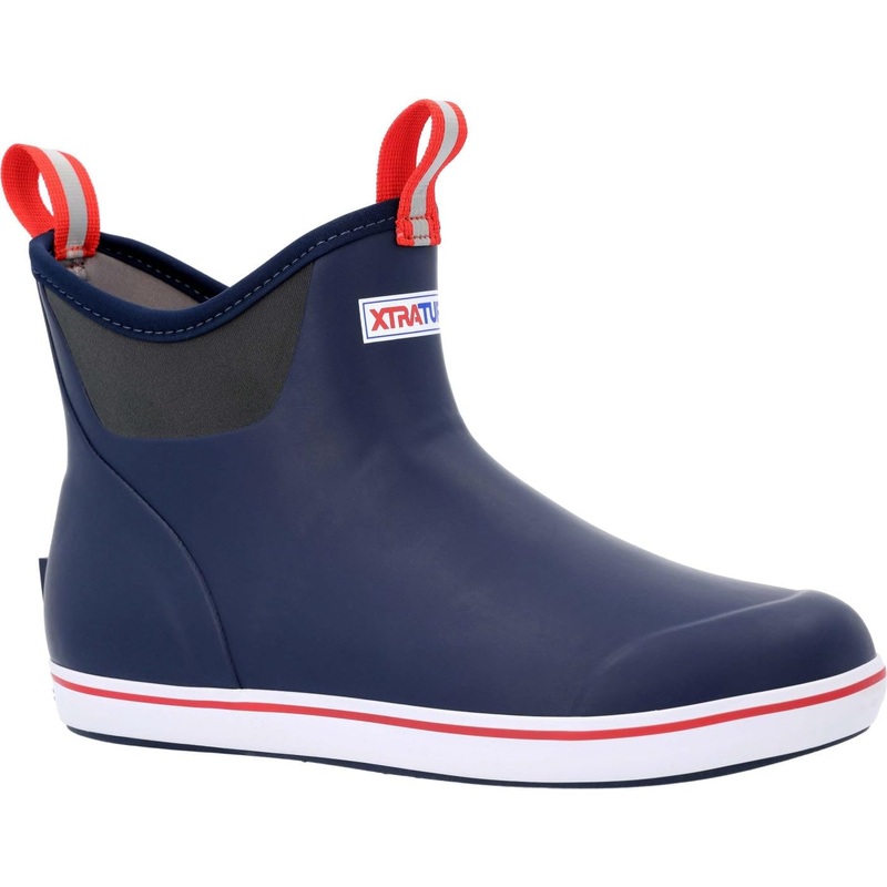 Xtratuf Full Rubber Deck Boot, Size 12, Navy/Red, 6"