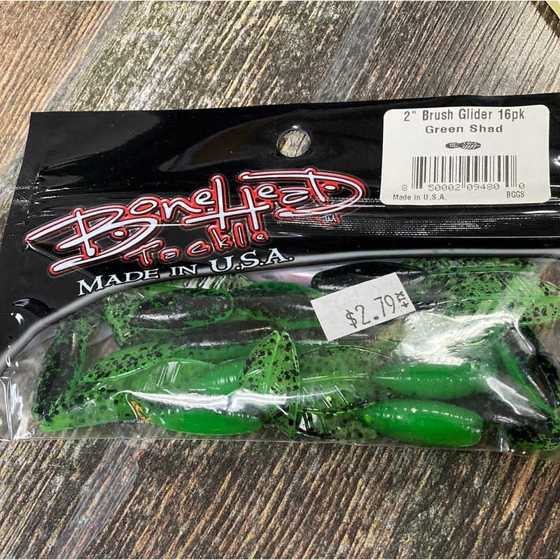 Bone Head Brush Glider 2" Green Shad