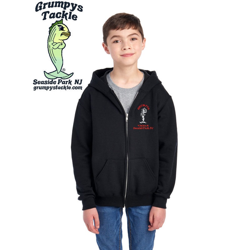 Grumpys Tackle Youth Embroidered Full Zip Hoodie Sweatshirt