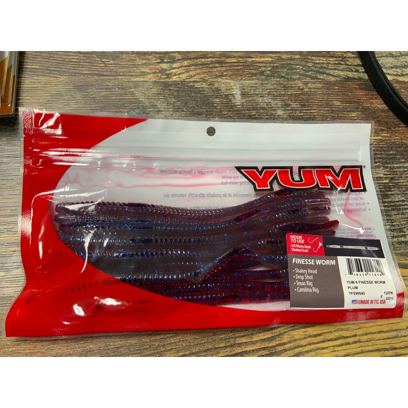 Yum 6 Finesse Worm - Plum