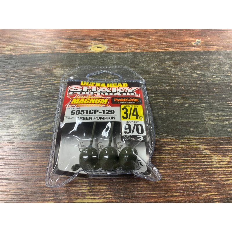 Owner Mag Shaky Football Head 3/4 oz. 9/0 Green Pumpkin
