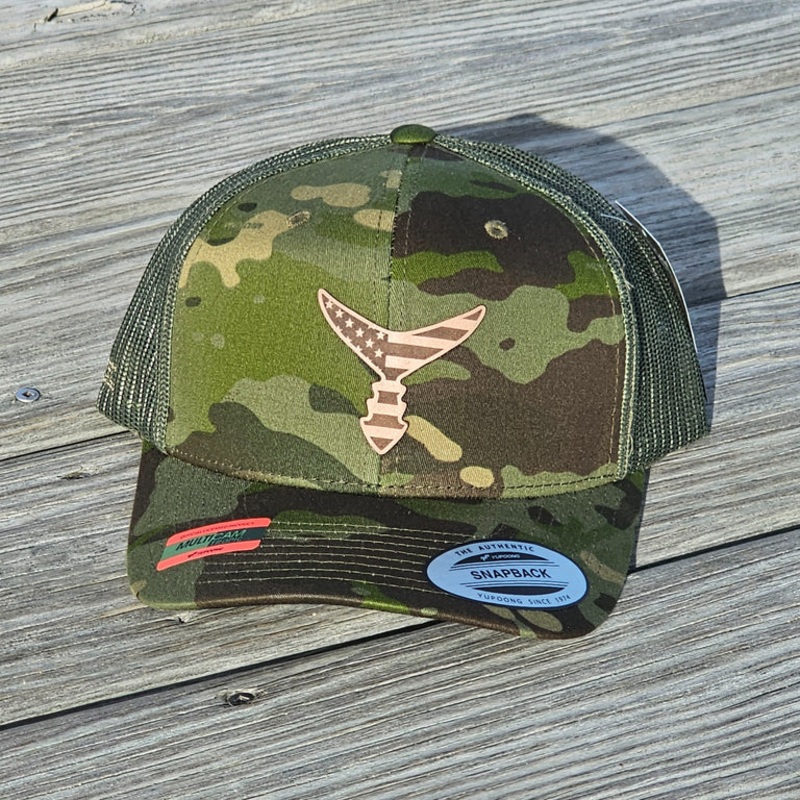 Chasing Tail - American Leather Patch Snap Back Hat - Tropic Multi Cam / Green