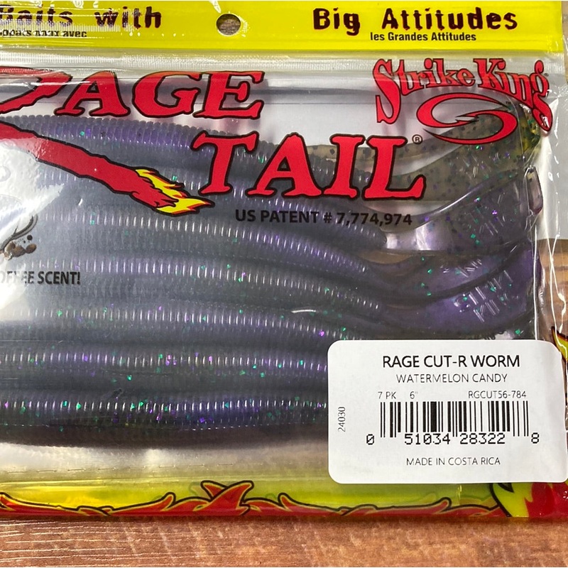 Strike King Rage Cut-R Worm 6 Watermelon Candy