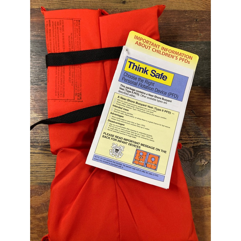 Think Safe Type II PFD. 50-90 lb. Orange
