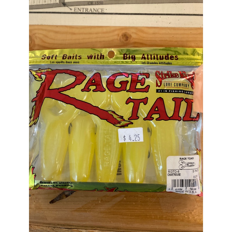 Strike King Rage Tail Rage Toad - Chartreuse