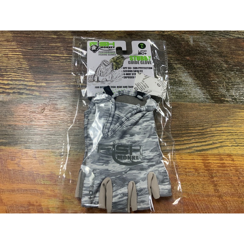 Fish Monkey Stubby Gloves - Lg -  Grey Water