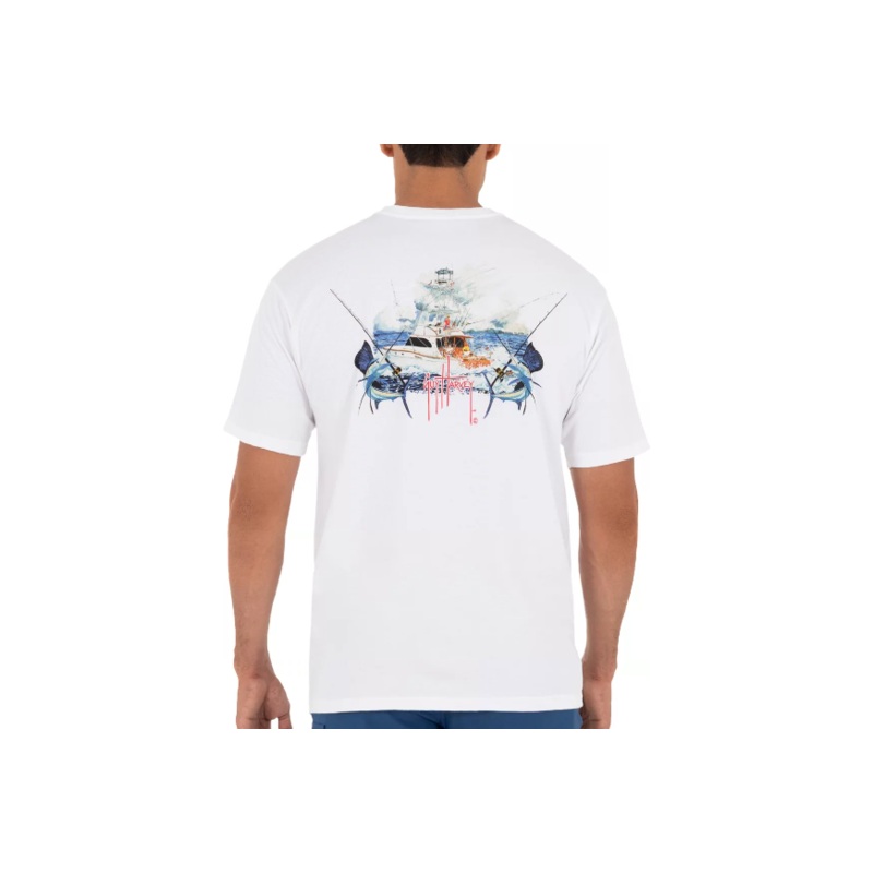 Guy Harvey Billfish Fishing Short-Sleeve T-Shirt for Men - Bright White