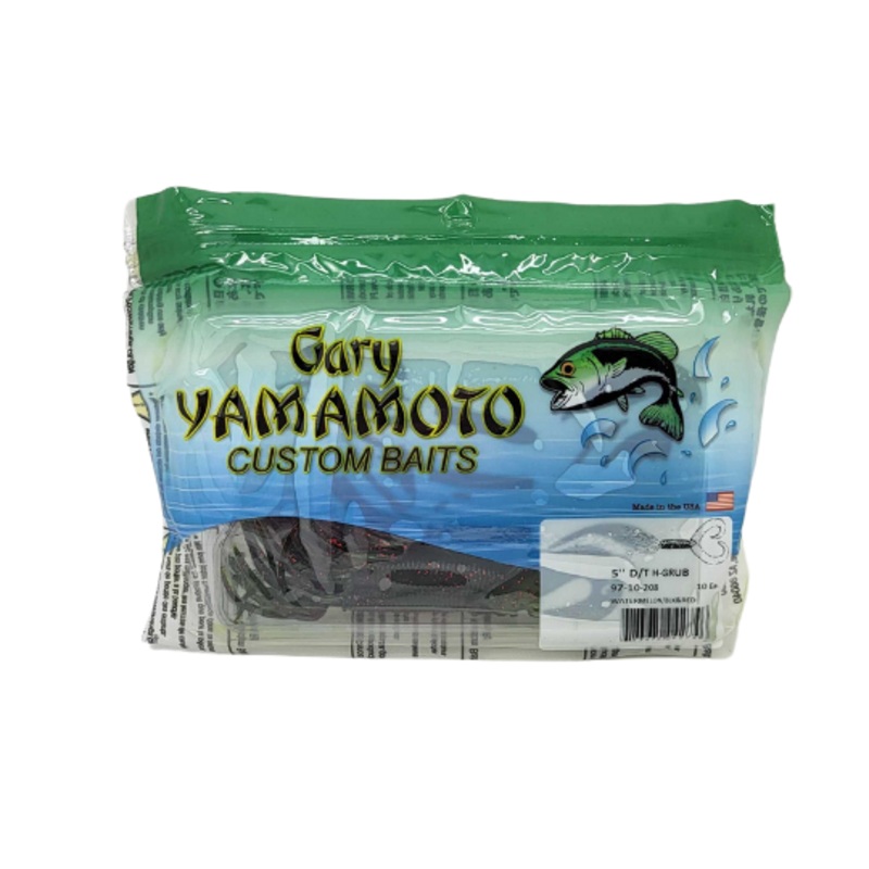 Yamamoto 2.5" Double Tail Hula Grub / Watermelon W/ Black & Red Flake