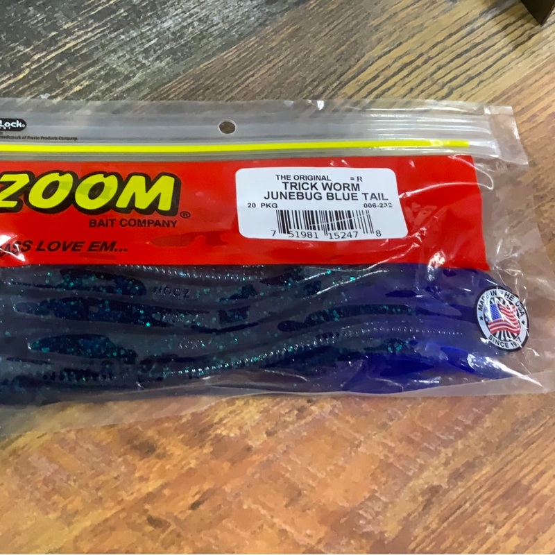 Zoom Trick Worm - Junebug Blue Tail