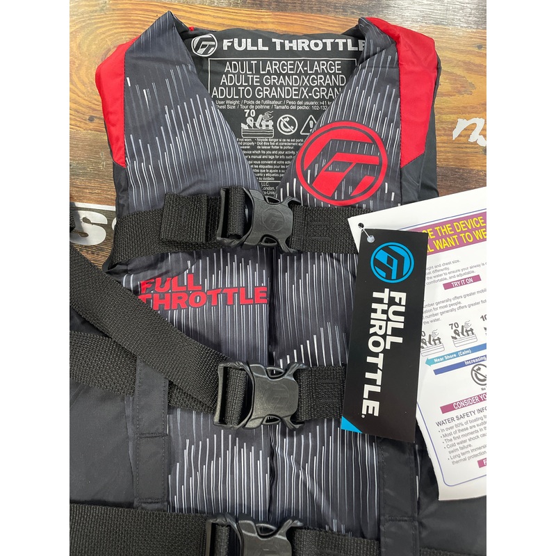 Full Throttle Nylon Life Jacket Adult L/XL Red
