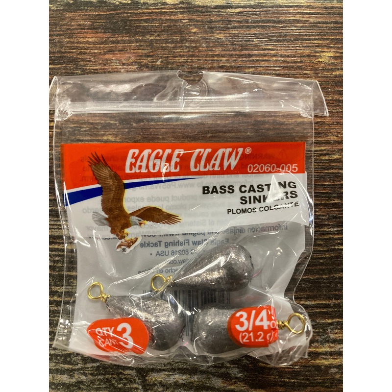 Eagle Claw Bass Casting Sinkers 3/4 oz. Lead