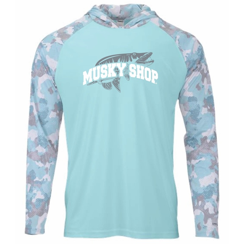 Musky Shop Paragon Sun Hoodie Shirt Aqua Camo