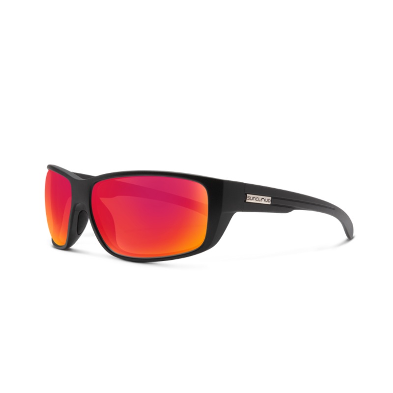 Suncloud Milestone Sunglasses - Matte Black + Polarized Red Mirror