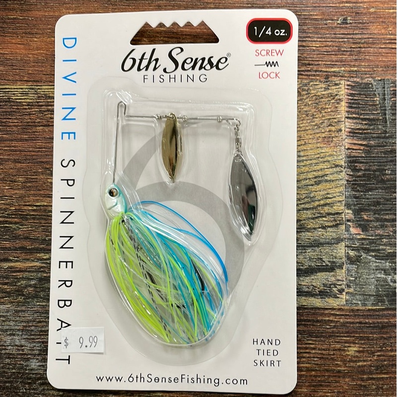 6th Sense Divine Spinnerbait 1/4 oz. Blue Treuse Flash