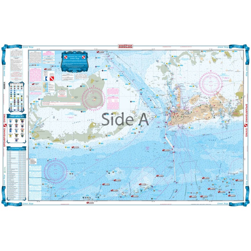 Waterproof Charts 7F Lower Keys Fishing Offshore Fish & Dive