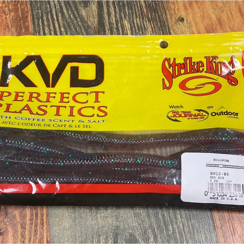 Strike King KVD Bull Worm 10" Red Bug