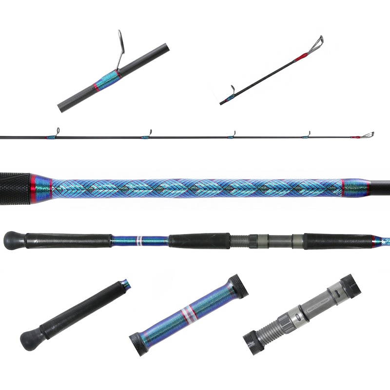 Jigging World MK2 7'6" Custom Spinning Rod - Blue/Red