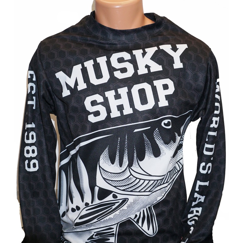 Musky Shop Long Sleeve Performance T-Shirt Crew Neck Jersey Black